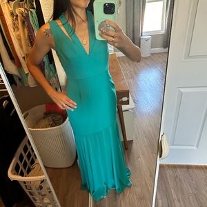 BCBG MaxAria EMERALD ORLENA DOUBLE-STRAP GOWN